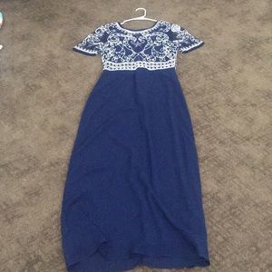 Floor length navy blue dress from Maner